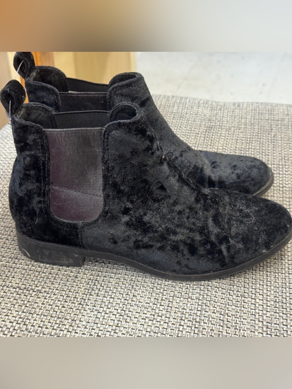 Toms Black Velvet Chelsea Booties